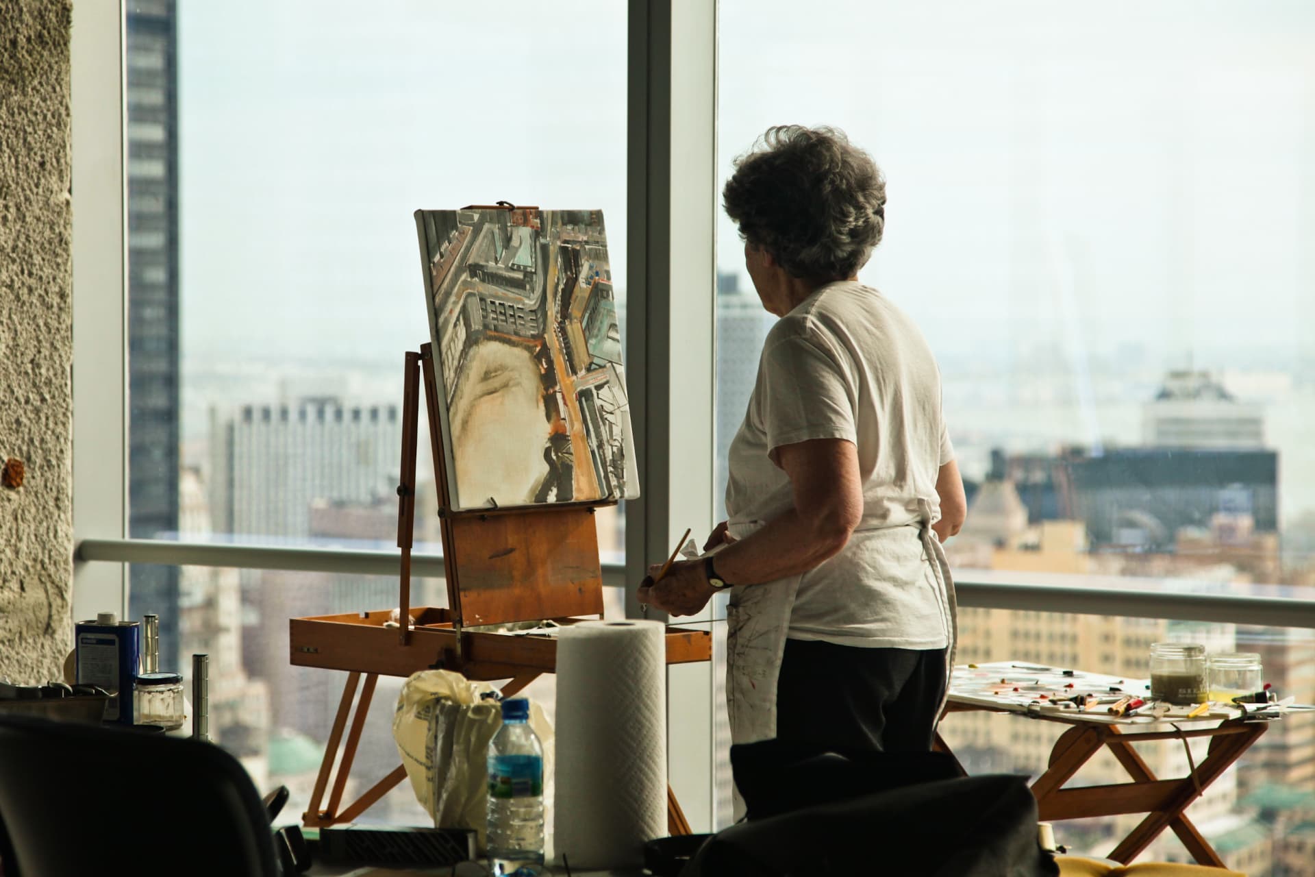Jacqueline Gourevitch at work on From #7 Ground Zero Pit, 2010