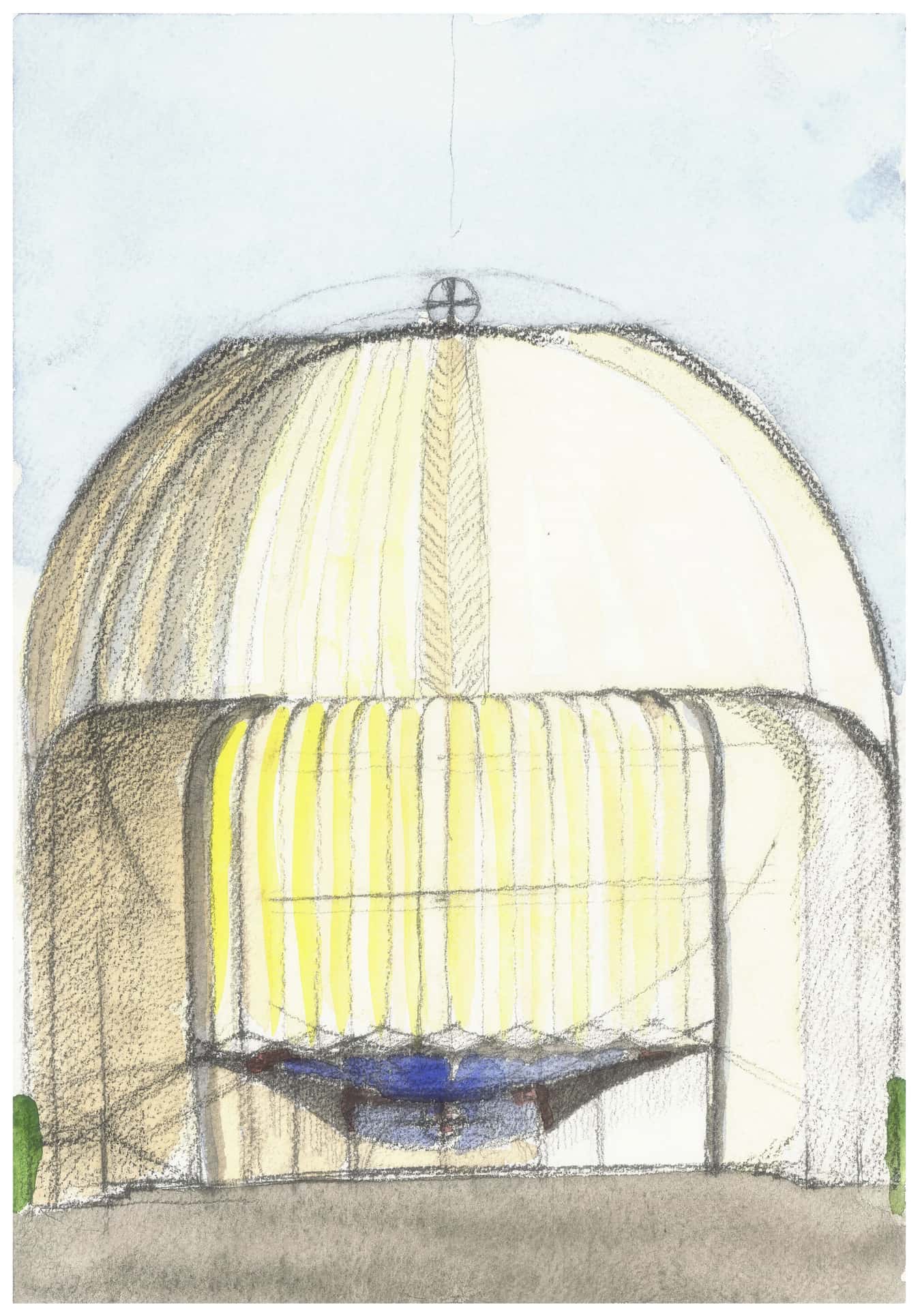 Santiago Calatrava, Saint Nicholas Greek Orthodox Church sketch, 2022
